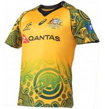 Australia Wallabies 2017/18 Men's Replica Rugby Jersey Yellow (wallabies gold) Green