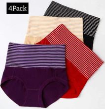 Fashion 4pcs High-waist Pure Cotton Panties-multicolour