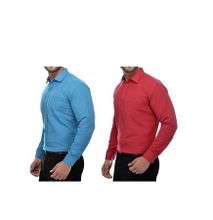 2 Pack Men Official Shirts 100% Cotton Blue and Maroon