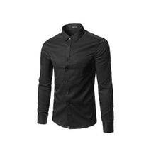 Men Official Shirt Slim Fit 100% Cotton Black