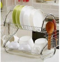 2 Tier Dish Rack Stainless Steel, With Drain Board
