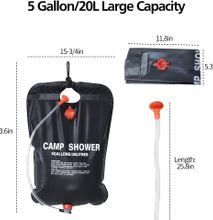 56 fashion 20L Camping Shower bag- Portable Solar Heated 5 Gallon/20 Litre Travel Shower bag - Black