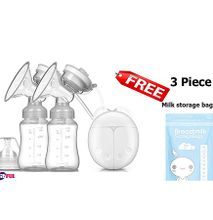 Kidful Electric Breast Pump Double, Portable, Fast and Confortable Free From Pain With 150ML Milk botle + 3 Piece Milk Storage Bags