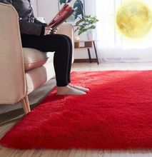 Red Plain Fluffy Carpet 5*8
