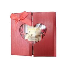 Teddy Bear With With 10 Assorted Color Roses In Hear Cut Red Window Box