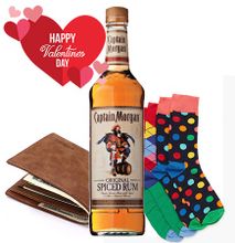 Valentines Gift Package-Captain Morgan Spiced Rum, A Wallet and Three Pairs of Happy Socks