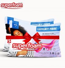 Superfoam White Fiber Pillow 1000gms - 2 Pack ( 100% Pure Fiber, Soft Feel) 68 Cm X 43 Cm