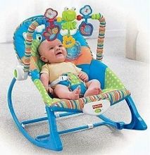 Infant To Toddler Baby Rocker With Musical Toy Bar & Vibrations- BLUE