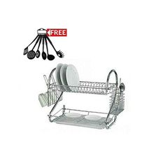 Dish Rack Medium Size + a FREE Set of 6 Non-Stick Cooking Spoons