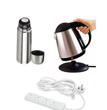 Combo Deal: Electric kettle, Vacuum Flask 500ml and 4 Way extension